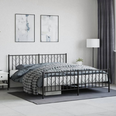 Berkfield Metal Bed Frame Without Mattress With Footboard Black 183X213Cm - image 1