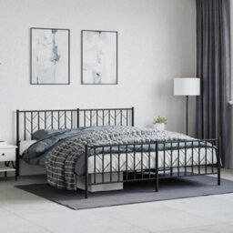 Berkfield Metal Bed Frame Without Mattress With Footboard Black 183X213Cm - thumbnail 1