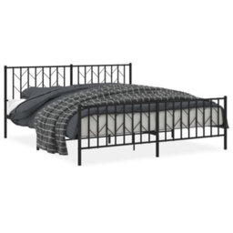 Berkfield Metal Bed Frame Without Mattress With Footboard Black 183X213Cm - thumbnail 2