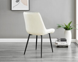 Furniturebox Uk Novara 100Cm Round Dining Table And 4 Cream Pesaro Black Leg Chairs - thumbnail 9