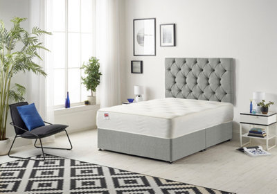 Somnior Beds Somnior Premier Tweed Grey 4Ft6 Memory Foam Divan Bed With Mattress & Headboard - Double - image 1