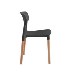 Nordlys Set Of 4 Wood And Black Polypropylene Dining Chairs Modern Design Style Dining Room - thumbnail 7