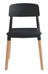 Nordlys Set Of 4 Wood And Black Polypropylene Dining Chairs Modern Design Style Dining Room - thumbnail 5