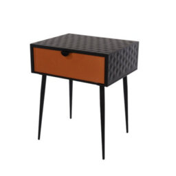 Core Products Options Jupiter Metal 1 Drawer Bedside Cabinet - Copper Effect Drawer With Black Handle And Legs 57 X 46 X 34Cm - thumbnail 2
