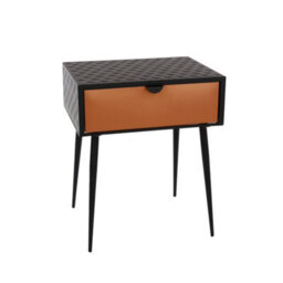 Core Products Options Jupiter Metal 1 Drawer Bedside Cabinet - Copper Effect Drawer With Black Handle And Legs 57 X 46 X 34Cm - thumbnail 5