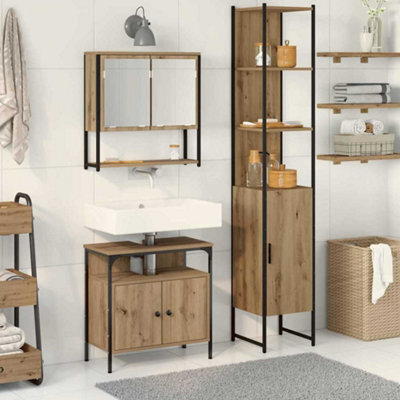 Berkfield 3 Piece Bathroom Furniture Set In Artisan Oak, Made From Engineered Wood - image 1