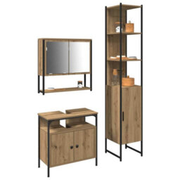 Berkfield 3 Piece Bathroom Furniture Set In Artisan Oak, Made From Engineered Wood - thumbnail 3