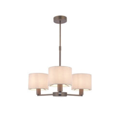 Ceiling Pendant Light Antique Bronze & Marble Fabric 3 X 40W E14 E10097 - thumbnail 1