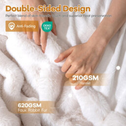 Costway Faux Fur Throw Blanket Plush Rabbit Fur Bubble Blanket 203 X 153 Cm - thumbnail 6