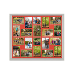 AK Frames 80X70Cm Light Grey Classic Multi Photo Frame With Poppy Red Mount - Holds 20 Apertures (18X) 6X4, (2X) 4X4 Photos - thumbnail 1