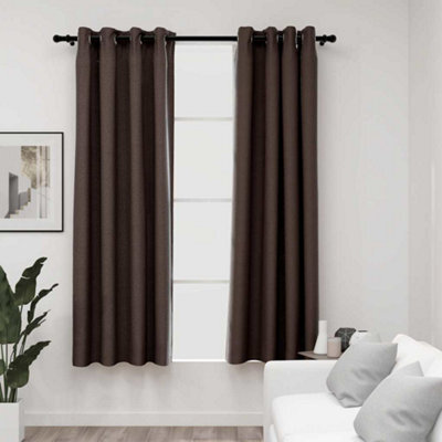 Berkfield Linen-Look Blackout Curtains With Grommets 2Pcs Taupe 140X175Cm - image 1