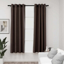 Berkfield Linen-Look Blackout Curtains With Grommets 2Pcs Taupe 140X175Cm
