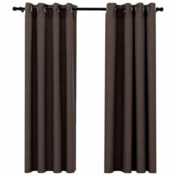 Berkfield Linen-Look Blackout Curtains With Grommets 2Pcs Taupe 140X175Cm - thumbnail 2