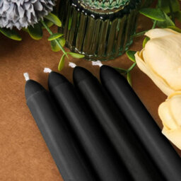 Taper Dinner Candles, Non-Drip Long Candles, 7 Hour Burn Time, Paraffin Wax, Cotton Wicks, Unscented, Black, 50 Pack - thumbnail 6