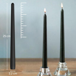 Taper Dinner Candles, Non-Drip Long Candles, 7 Hour Burn Time, Paraffin Wax, Cotton Wicks, Unscented, Black, 50 Pack - thumbnail 3