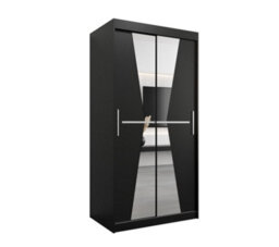 Arte Morocco Contemporary 2 Mirrored Sliding Door Wardrobe 5 Shelves 2 Rails Black Matt (H)2000mm (W)1000mm (D)620mm - thumbnail 1
