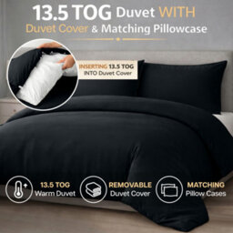 Ameha Duvet 13.5 Tog With Black Duvet Cover & Matching Pillowcases, Breathable, Bedding Set, Single 135X200Cm - thumbnail 2