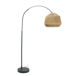 Valuelights Louis Black Arched Curved Floor Lamp With Natural Rope Pendant Lamp Shade - thumbnail 2