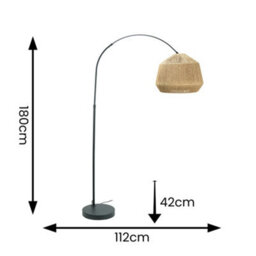 Valuelights Louis Black Arched Curved Floor Lamp With Natural Rope Pendant Lamp Shade - thumbnail 4