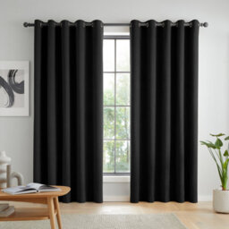 Catherine Lansfield Wilson Blackout Thermal  117X137Cm Curtains Two Panels Black - thumbnail 2