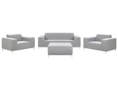 Beliani 5-Seater Outdoor Sofa Set Light Grey Polyester Fabric With Ottoman - L185 X D84 X H67Cm - image 1