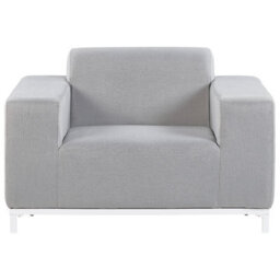 Beliani 5-Seater Outdoor Sofa Set Light Grey Polyester Fabric With Ottoman - L185 X D84 X H67Cm - thumbnail 8