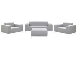 Beliani 5-Seater Outdoor Sofa Set Light Grey Polyester Fabric With Ottoman - L185 X D84 X H67Cm - thumbnail 1
