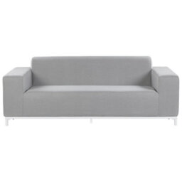 Beliani 5-Seater Outdoor Sofa Set Light Grey Polyester Fabric With Ottoman - L185 X D84 X H67Cm - thumbnail 5