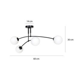 Emibig Lighting Emibig Pregos Ceiling Lamp  4 X E14 Black With White Shade - thumbnail 7