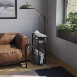 Urbn-Living Urbnliving 63Cm Height Grey 3 Tier Slim Coffee Side Table Newspaper Magazine Shelf Rack Bedside Sofa End Desk - thumbnail 3