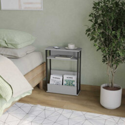Urbn-Living Urbnliving 63Cm Height Grey 3 Tier Slim Coffee Side Table Newspaper Magazine Shelf Rack Bedside Sofa End Desk