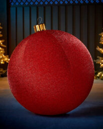 WeRChristmas Inflatable Tinsel Christmas Bauble, Red, 76 Cm - thumbnail 2