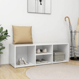 Walplus Shoe Storage Bench White 105X35X35 Cm Engineered Wood - thumbnail 1
