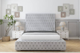 "Sloomy Ambassador Silver Naples Bed Frame With Mattress With 50""  Upholstered Headboard 5' King" - thumbnail 1