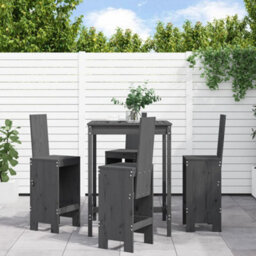 Berkfield 5 Piece Garden Bar Set Grey Solid Wood Pine