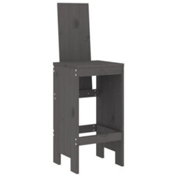 Berkfield 5 Piece Garden Bar Set Grey Solid Wood Pine - thumbnail 4