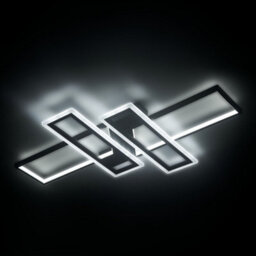 Living And Home Geometric Black Frame Rectangular Integrated Led Semi Flush Ceiling Light Fixture In White Light 90Cm - thumbnail 4