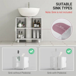 Freestanding Bathroom High Gloss Under Sink Cabinet, White - thumbnail 5