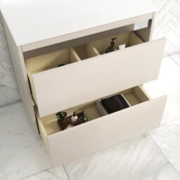 Royal Bathrooms Orion 800mm Warm Taupe Floor Standing Plain White Countertop Vanity Unit 2 Drawer With Nova Basin & Chrome Accent Trim - thumbnail 4