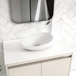 Royal Bathrooms Orion 800mm Warm Taupe Floor Standing Plain White Countertop Vanity Unit 2 Drawer With Nova Basin & Chrome Accent Trim - thumbnail 5