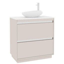 Royal Bathrooms Orion 800mm Warm Taupe Floor Standing Plain White Countertop Vanity Unit 2 Drawer With Nova Basin & Chrome Accent Trim - thumbnail 6