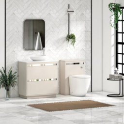 Royal Bathrooms Orion 800mm Warm Taupe Floor Standing Plain White Countertop Vanity Unit 2 Drawer With Nova Basin & Chrome Accent Trim - thumbnail 3