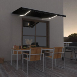 Berkfield Manual Retractable Awning With Led 350X250 Cm Anthracite - thumbnail 1