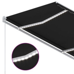 Berkfield Manual Retractable Awning With Led 350X250 Cm Anthracite - thumbnail 5