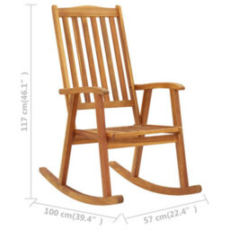 Berkfield Rocking Chair Solid Acacia Wood - thumbnail 7
