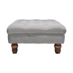 Darphe Buttoned Velvet Rectangular Ottoman Footstool With Gourd-Shaped Legs - thumbnail 3