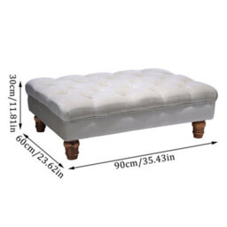 Darphe Buttoned Velvet Rectangular Ottoman Footstool With Gourd-Shaped Legs - thumbnail 4
