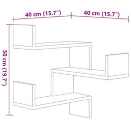 Vidaxl Wall Corner Shelves 2 Pcs Grey Sonoma 40X40X50 Cm Engineered Wood - thumbnail 9