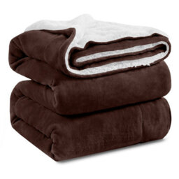 Ameha Sherpa Fleece Blanket Coffee Soft Thick & Fluffy Reversible Smooth Touch Warm Throw King 200X240Cm