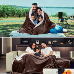 Ameha Sherpa Fleece Blanket Coffee Soft Thick & Fluffy Reversible Smooth Touch Warm Throw King 200X240Cm - thumbnail 4